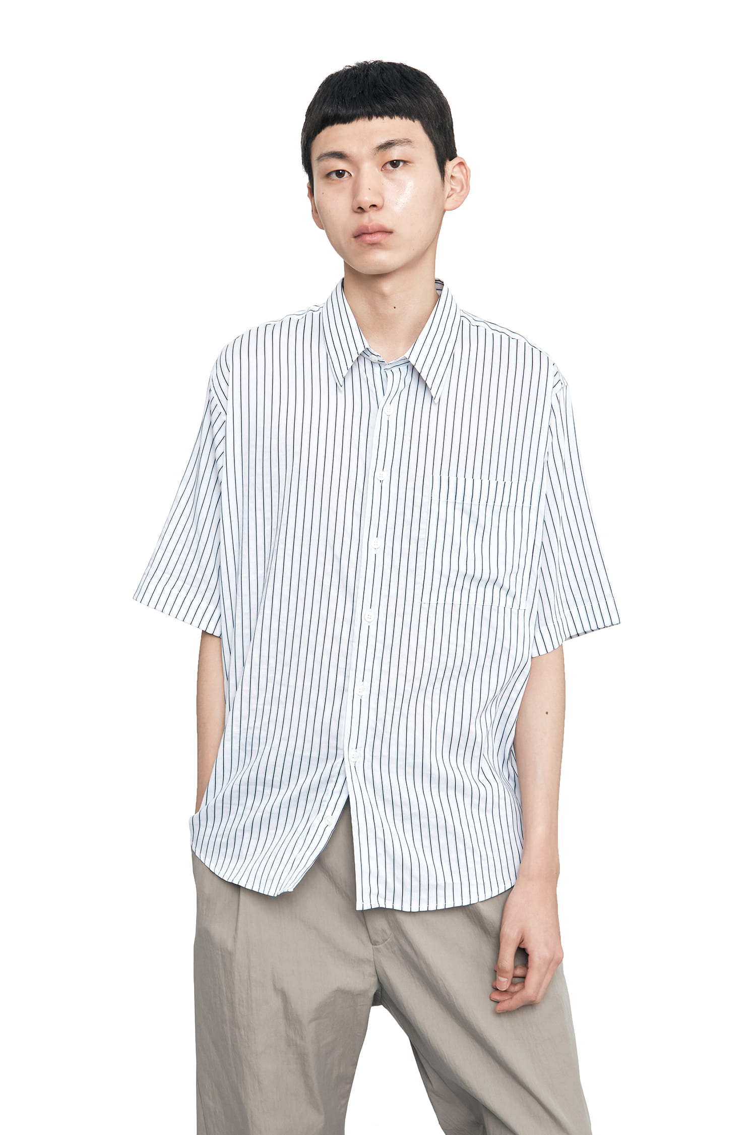 Regular Shirt Vintage 90&#039;s Stripe White/Blue