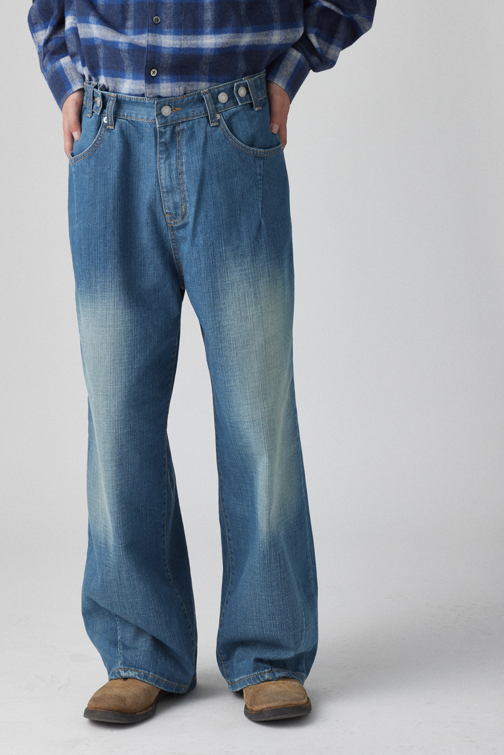Wide Jeans Vintage Washed Blue