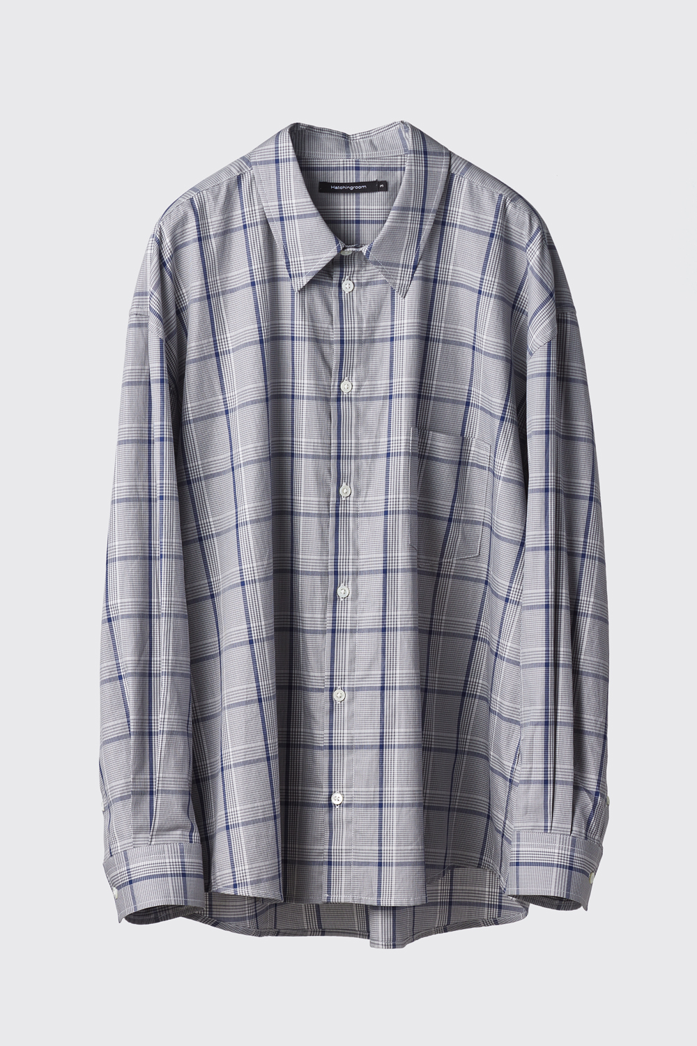 [soui. Exclusive] Classic Shirt Houndstooth Check Grey/Blue