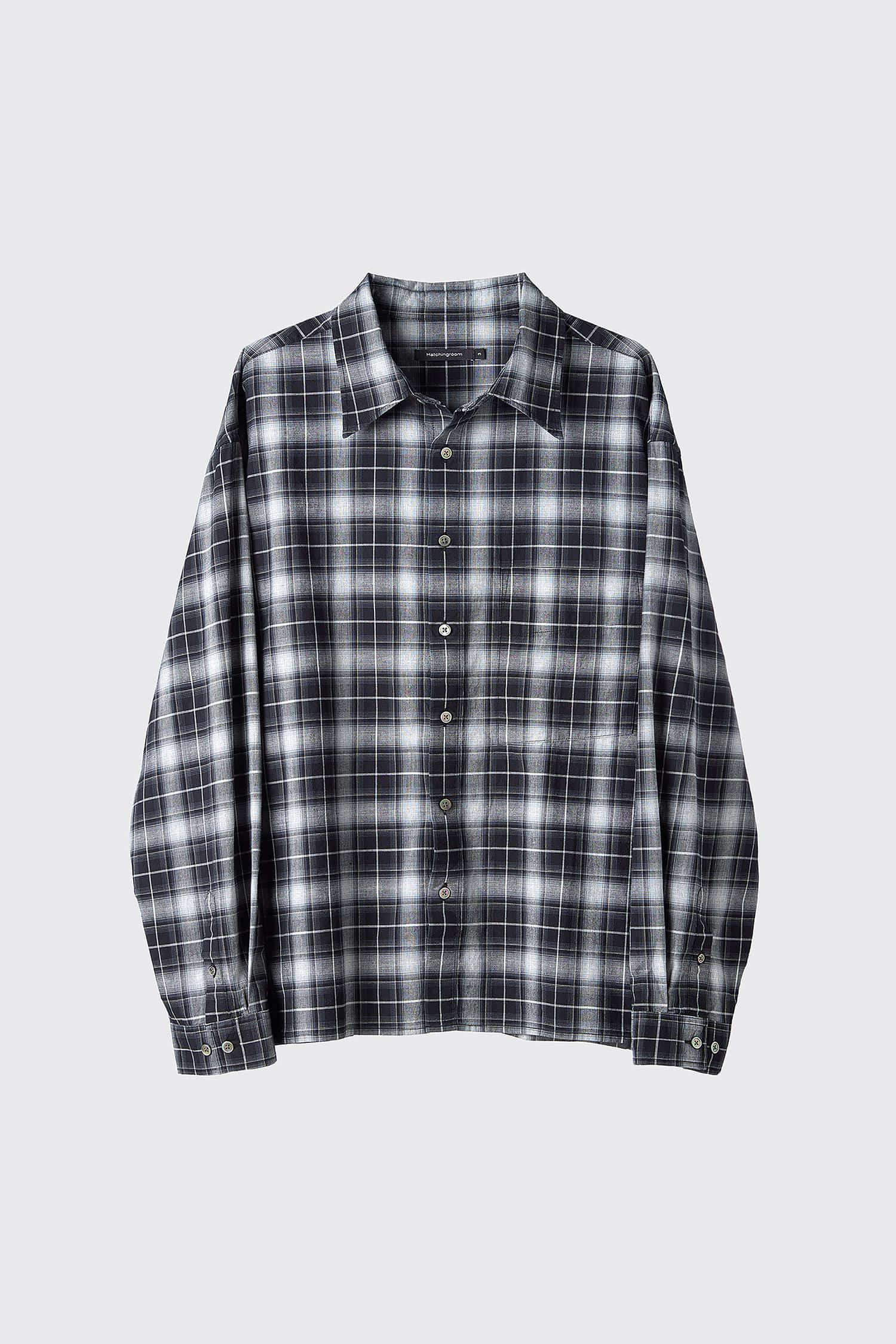 Crop Shirt Charcoal Ombre Check