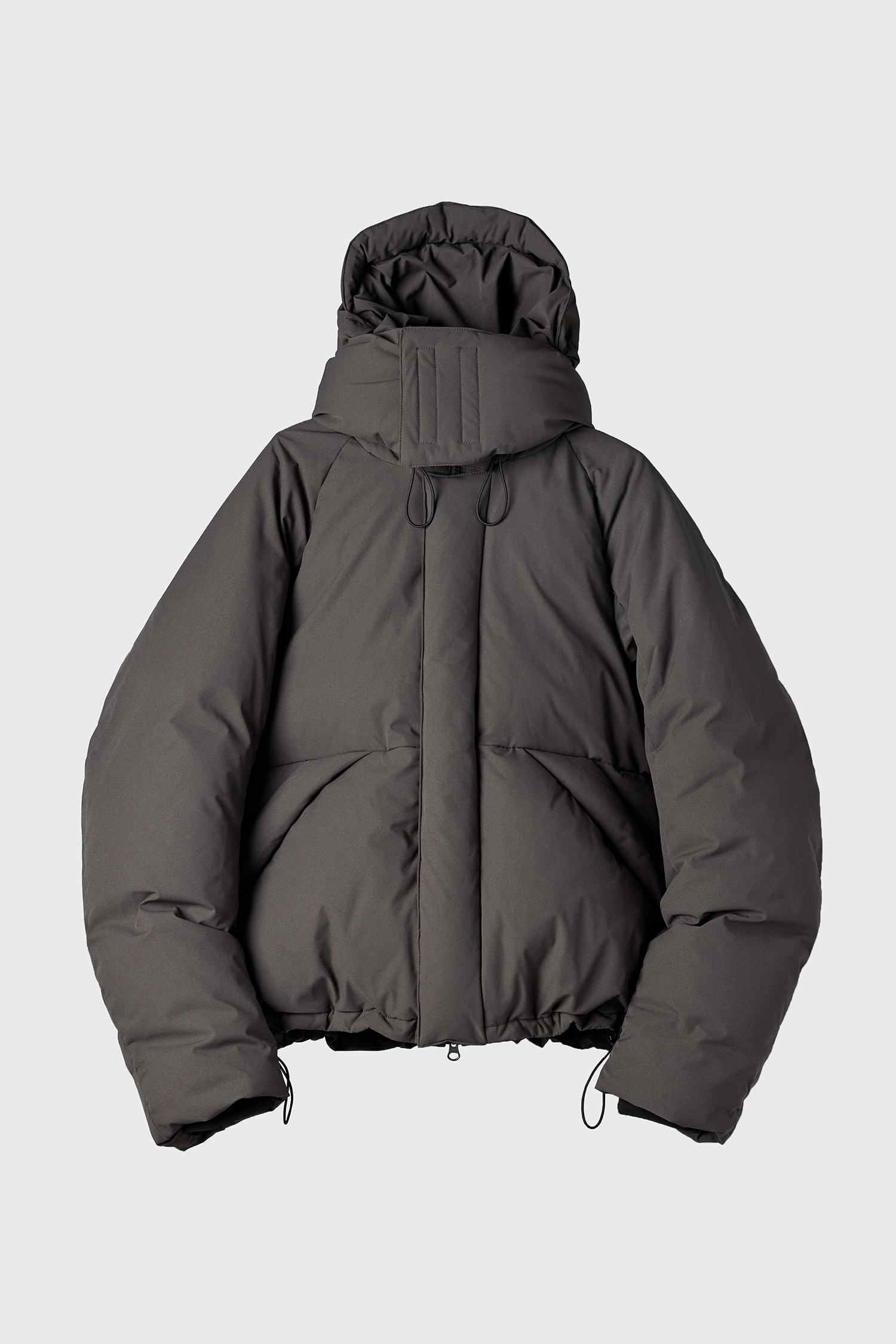 Heavy Goose Down Puffer Jacket Charcoal Brown