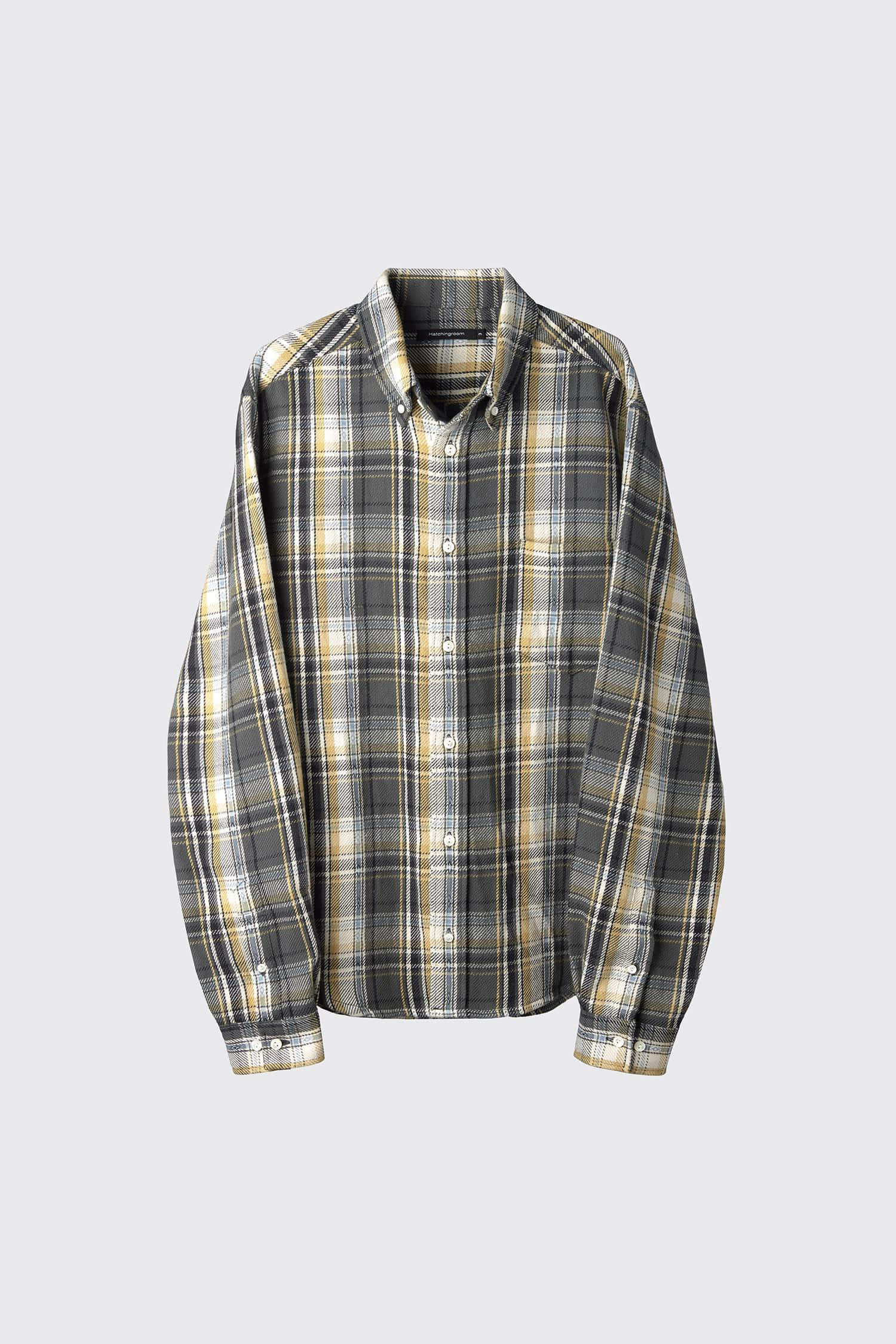Out Button Shirt Flannel Check Yellow/Navy